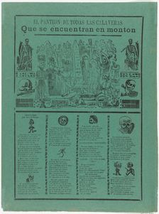 The pantheon of all the skeletons who are eating and drinking in a cemetery (Posada); flan..., 1905. Creator: José Guadalupe Posada