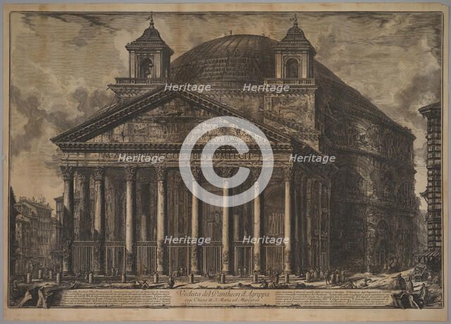 The Pantheon exterior (Veduta del Pantheon d'Agrippa oggi Chiesa di S. Maria ad Martyres), 1720-78. Creator: Giovanni Battista Piranesi.