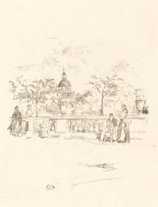 The Pantheon, from the Terrace of the Luxembourg Gardens, 1893. Creator: James Abbott McNeill Whistler