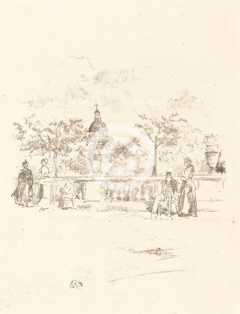 The Pantheon, from the Terrace of the Luxembourg Gardens, 1893. Creator: James Abbott McNeill Whistler.