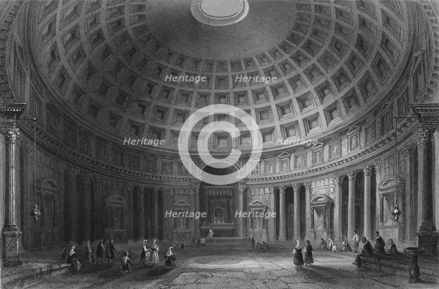 'The Pantheon, Rome', 1841. Artist: E Challis.