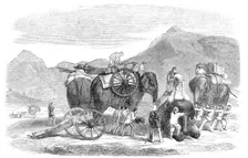 The Pashawur Mountain Train in the line of march, 1857. Creator: Unknown