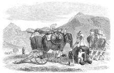 The Pashawur Mountain Train in the line of march, 1857. Creator: Unknown