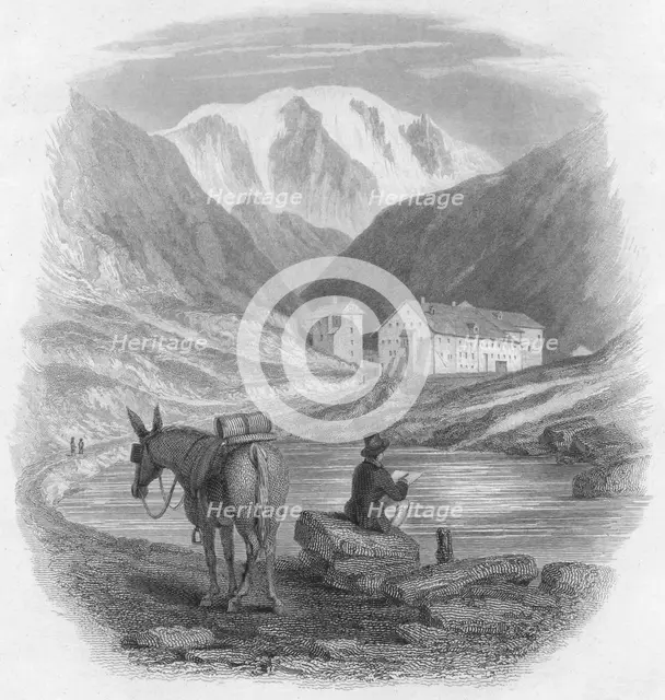 'The Pass of the Great Saint Bernard - Hospice of the Great St. Bernard', 1828. Artist: Edward Francis Finden.