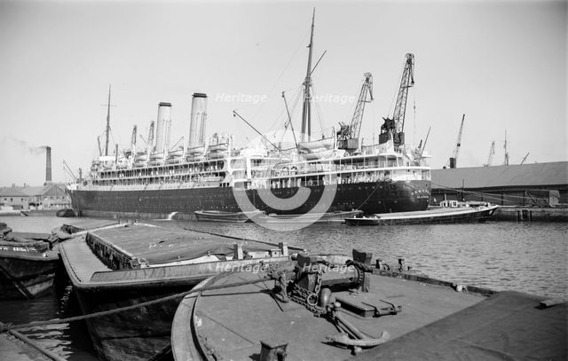 The passenger liner 'Ormonde' in Tilbury Docks, Essex, c19945-c1965. Artist: SW Rawlings