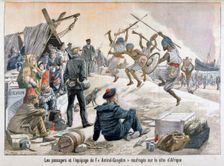 The passengers and equipment of Admiral Gueydon shipwrecked on the African coast, 1903