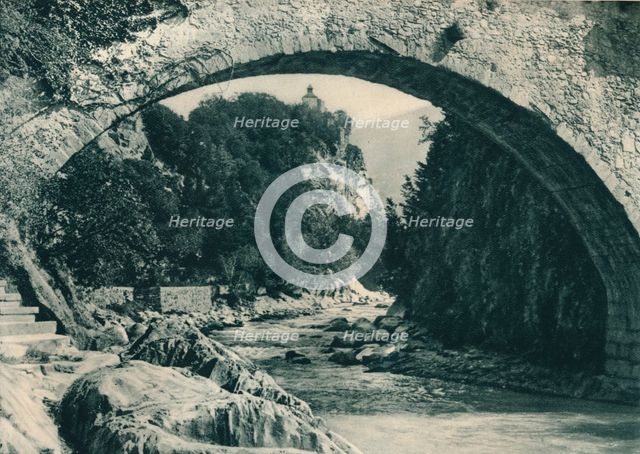 The Passer River and the Castle of Zeno, Merano, South Tyrol,  Italy, 1927. Artist: Eugen Poppel.