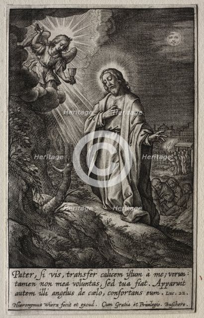 The Passion: Christ on the Mount of Olives. Creator: Hieronymus Wierix (Flemish, 1553-1619).