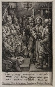 The Passion: Christ before the High Priest. Creator: Hieronymus Wierix (Flemish, 1553-1619)
