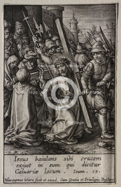 The Passion: Christ Carrying the Cross. Creator: Hieronymus Wierix (Flemish, 1553-1619).