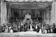 The Passion Play...: Vashti and Esther (interlude of tableaux vivants from the Old Testament), 1890. Creator: R. Taylor