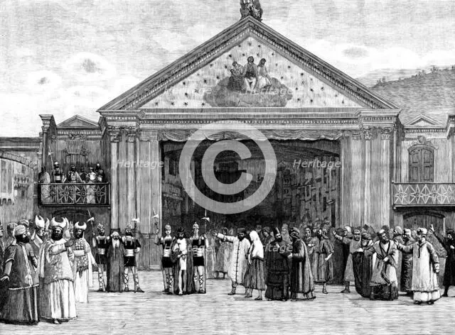 The Passion Play at Ober-Ammergau, Bavaria: Christ before Pilate, 1890. Creator: Unknown.