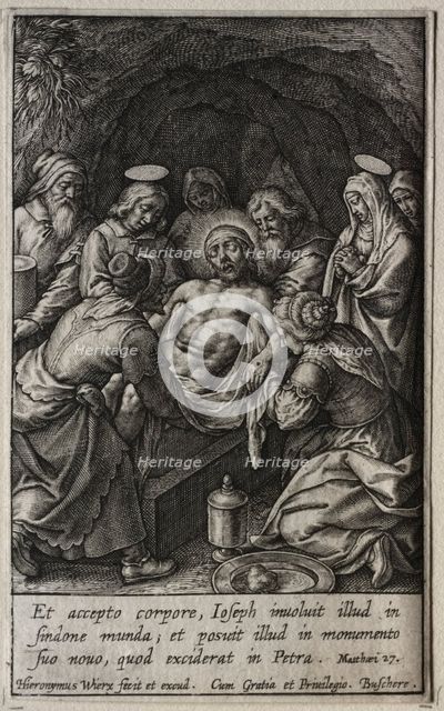 The Passion: The Entombment. Creator: Hieronymus Wierix (Flemish, 1553-1619).