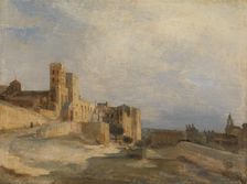 The Papal Castle in Avignon, probably 1836. Creator: Jean-Baptiste-Camille Corot