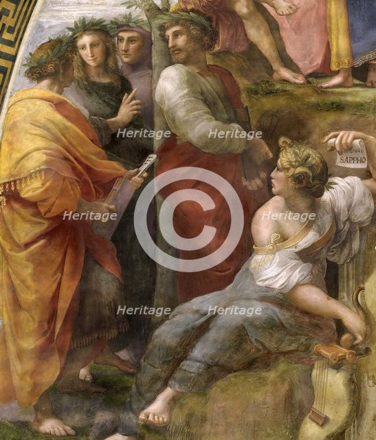 The Parnassus. Detail. (Fresco in Stanza della Segnatura), ca 1510-1511. Creator: Raphael (Raffaello Sanzio da Urbino) (1483-1520).