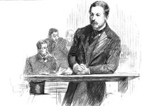 'The Parnell Commission at the Royal Courts of Justice; Captain O'Shea in the Witness Box 1888. Creator: Unknown