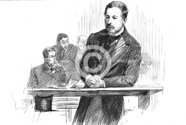 ''The Parnell Commission at the Royal Courts of Justice; Captain O'Shea in the Witness Box', 1888. Creator: Unknown.