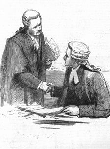 'The Parnell Commission at the Royal Courts of Justice; the salute before the duel, Sir Richard Web Creator: Unknown