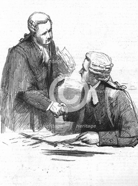 ''The Parnell Commission at the Royal Courts of Justice; the salute before the duel, Sir Richard Web Creator: Unknown.