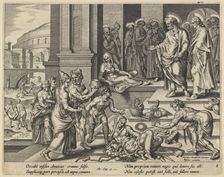 The Parable of Ananias and Sapphira, Early 17th cen.. Artist: Visscher, Jan Claesz (c. 1550-1612)