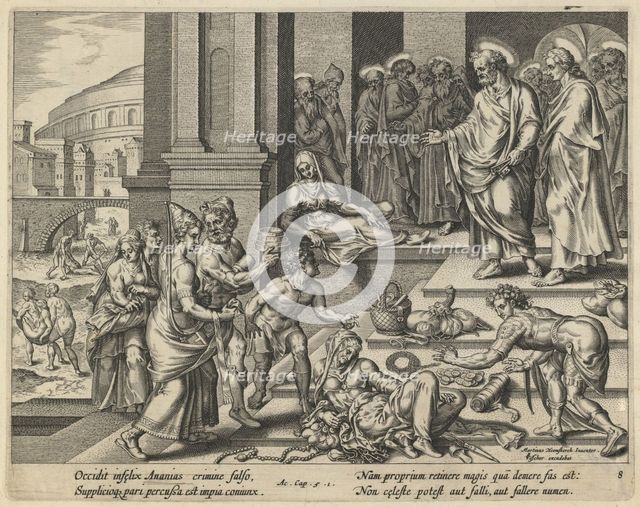 The Parable of Ananias and Sapphira, Early 17th cen.. Artist: Visscher, Jan Claesz (c. 1550-1612)