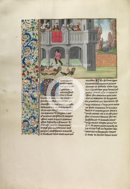 The Parable of Hens and Corn, c1380s; Chroniques (Book Three), about 1480-1483. Creator: Master of the Getty Froissart.