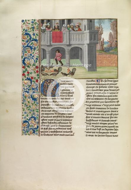 The Parable of Hens and Corn, c1380s; Chroniques (Book Three), about 1480-1483. Creator: Master of the Getty Froissart.