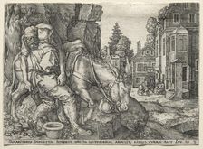 The Parable of the Good Samaritan: The Good Samaritan Putting the Traveler on His Donkey, 1554. Creator: Heinrich Aldegrever (German, 1502-1555/61)