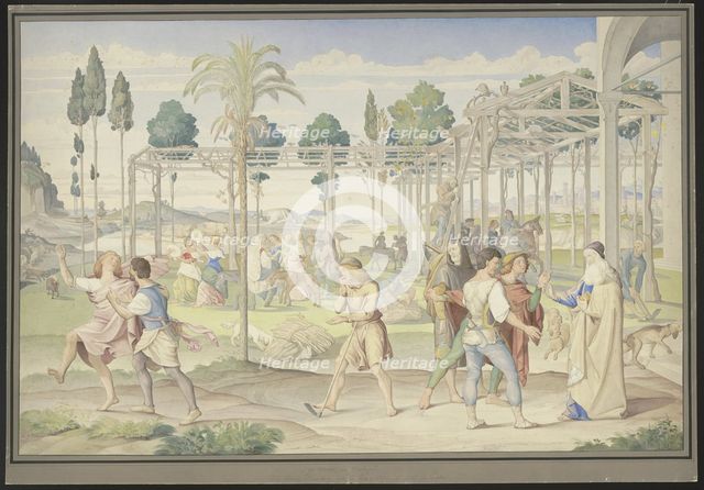 The parable of the laborers in the vineyard, Primaticcio's Garden of Vertumnus..., 1821. Creator: Johann Anton Ramboux.