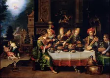 The Parable of the Rich Man and the Beggar Lazarus 17th century. Artist: Frans Francken II