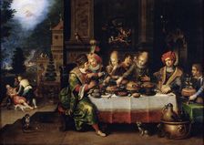 The Parable of the Rich Man and the Beggar Lazarus 17th century. Artist: Frans Francken II
