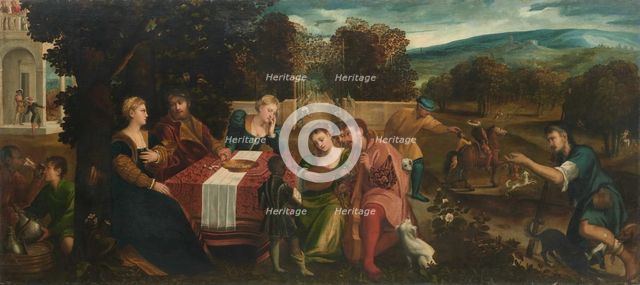 The Parable of the Rich Man and the Beggar Lazarus, c1545. Creator: Veronese (de' Pitati), Bonifacio (1487-1553).