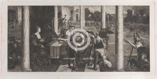 The parable of the rich man (Dives) and Lazarus, 1700-1800. Creators: Anon, Bonifacio de' Pitati.