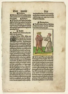 The Parable of the Unjust Steward from Plenarium, Plate 14 from Woodcuts from Books..., 1929. Creators: Unknown, Johann Schönsperger the Elder, Wilhelm Ludwig Schreiber