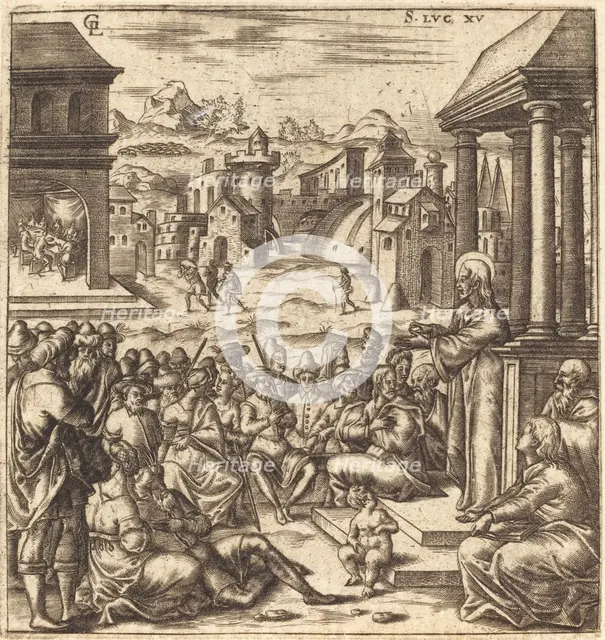 The Parables of the Lost Sheep, the Woman with Pieces of Silver and the Prodigal..., c1576/1580. Creator: Leonard Gaultier.