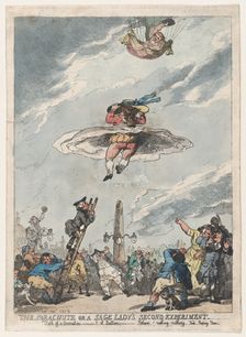 The Parachute or a Sage Lady's Second Experiment, September 1785., September 1785. Creator: Thomas Rowlandson