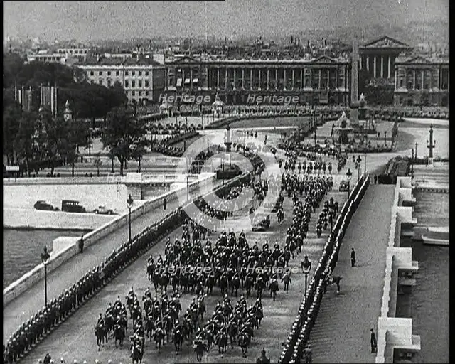 The Parade of King George VI and Queen Elizabeth Travelling South from the Place de Concorde...,1938 Creator: British Pathe Ltd.