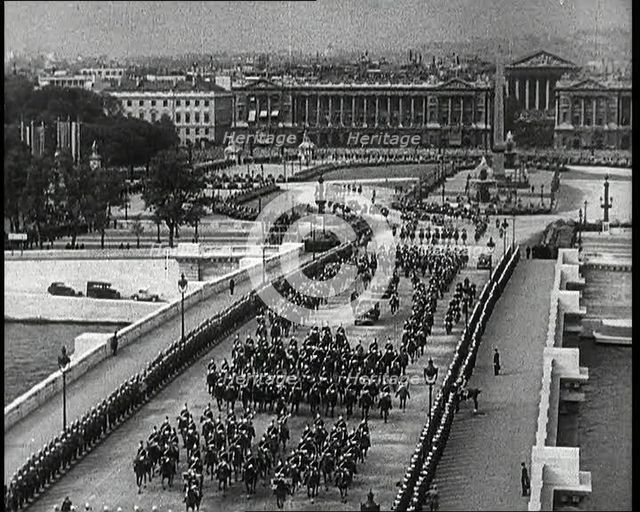 The Parade of King George VI and Queen Elizabeth Travelling South from the Place de Concorde...,1938 Creator: British Pathe Ltd.