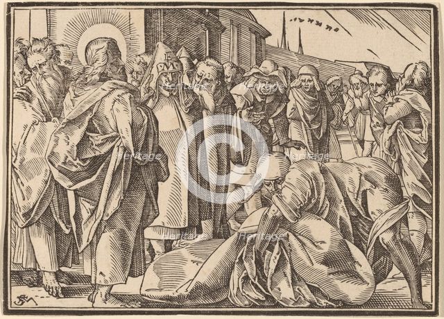 The Paralytic Healed by Christ Picks up His Pallet. Creator: Christoph Maurer.