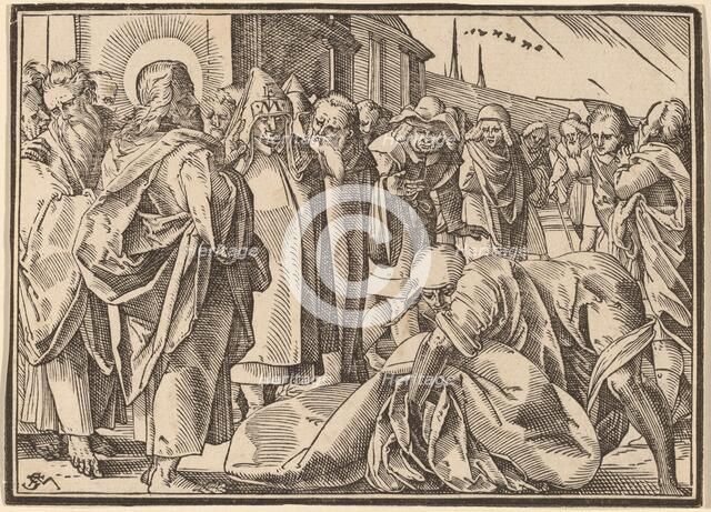 The Paralytic Healed by Christ Picks up His Pallet. Creator: Christoph Maurer.