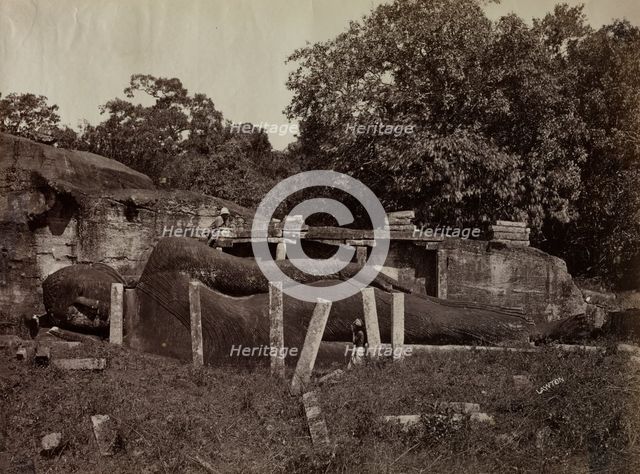 The Paranirvana of Buddha, Gal Vihara, Polonnaruva, Ceylon, 1870-1871. Creator: Joseph Lawton (British, d. 1874).