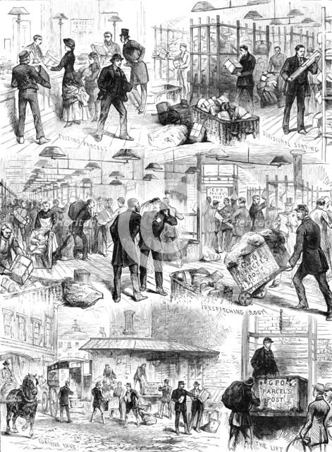 The Parcels Post - First Day: Sketches at the General Post Office, 1883. Creator: Unknown.