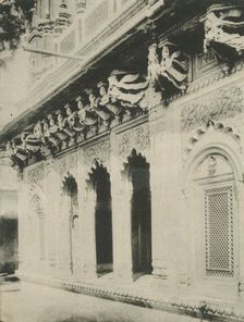The "Paries" - Carvings in Ambethi Temple, Benares . Creator: Saeed Bros