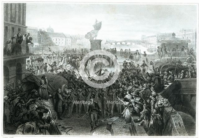 The Paris National Guard out to join the army in September 1792 siding with the Revolution, engra…