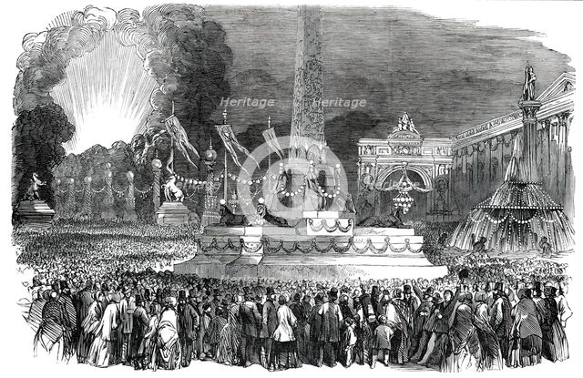 The Paris Fete - Illumination in the Place de la Concorde, 1850. Creator: Unknown.