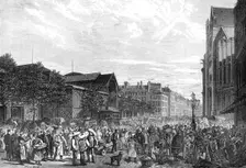 The Paris Halles Centrales at daybreak, 1869. Creator: Unknown