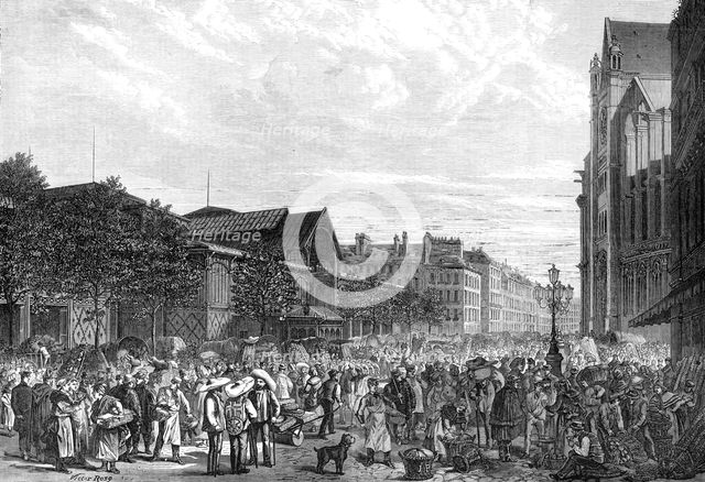 The Paris Halles Centrales at daybreak, 1869. Creator: Unknown.