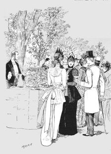 'The Paris Season - drawn by Mars; A Garden Party - A Busy Corner 1891. Creator: Mars