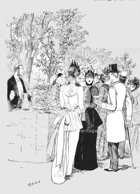''The Paris Season - drawn by Mars; A Garden Party - A Busy Corner', 1891. Creator: Mars.