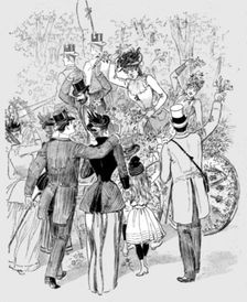 'The Paris Season - drawn by Mars; The Battle of Flowers in the Avenue Des Acacias 1891. Creator: Mars